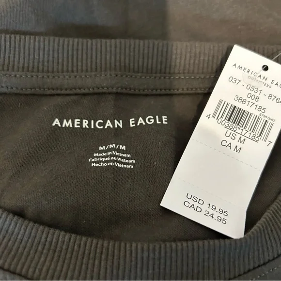 NWT American Eagle short sleeve shirt with floral graphic size M brown - Picture 5 of 6